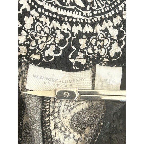New York & Co Stretch Womens S Black Paisley Wide Leg Pants - Picture 8 of 10